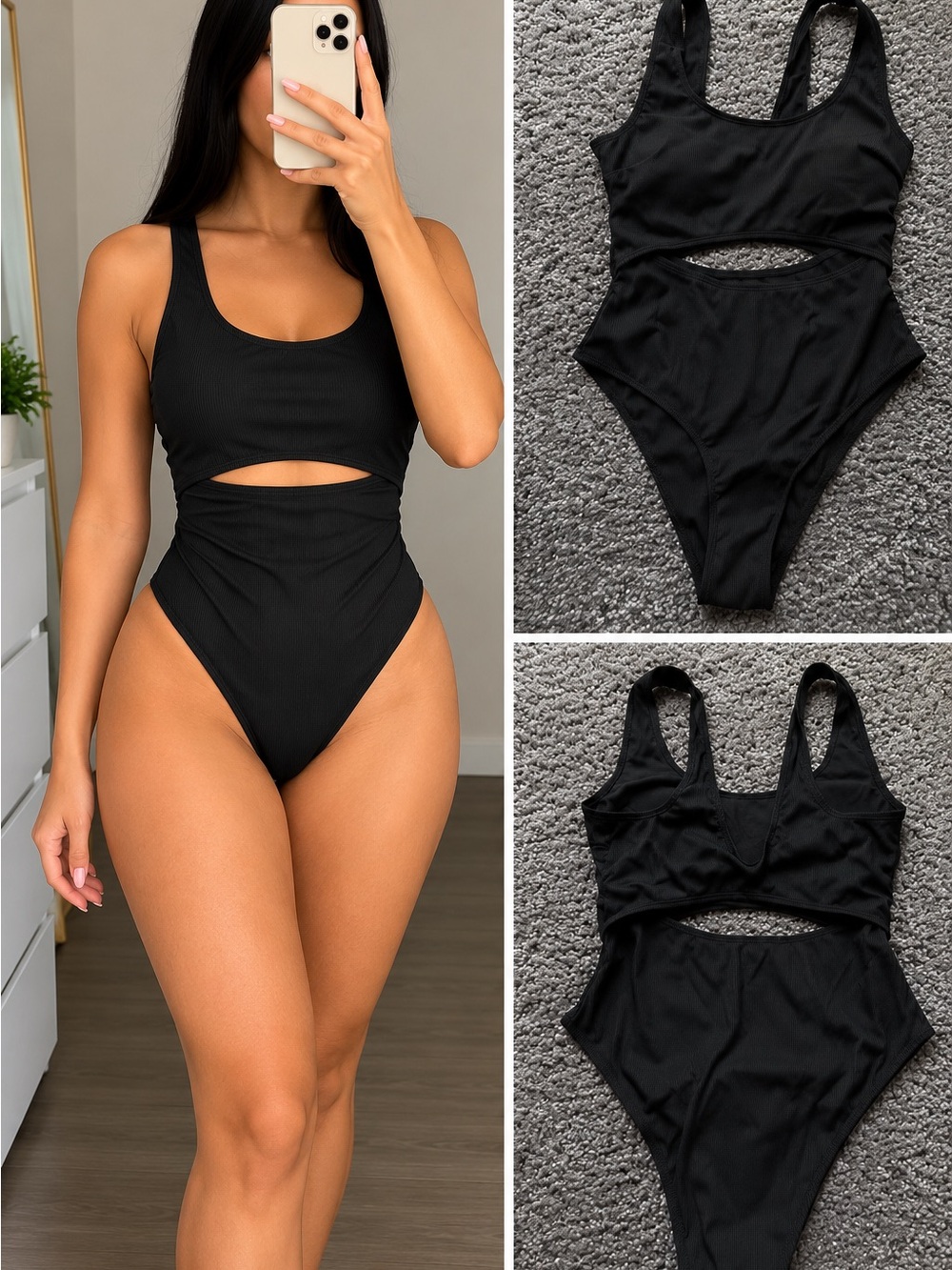 Black Cutout One-Piece Swimsuit - Women Swim